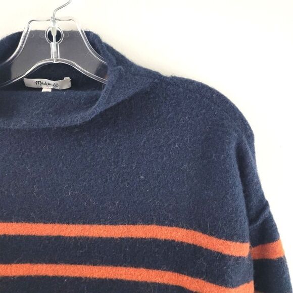 MADEWELL Whitworth striped mock neck alpaca merino wool blend sweater - Picture 8 of 13